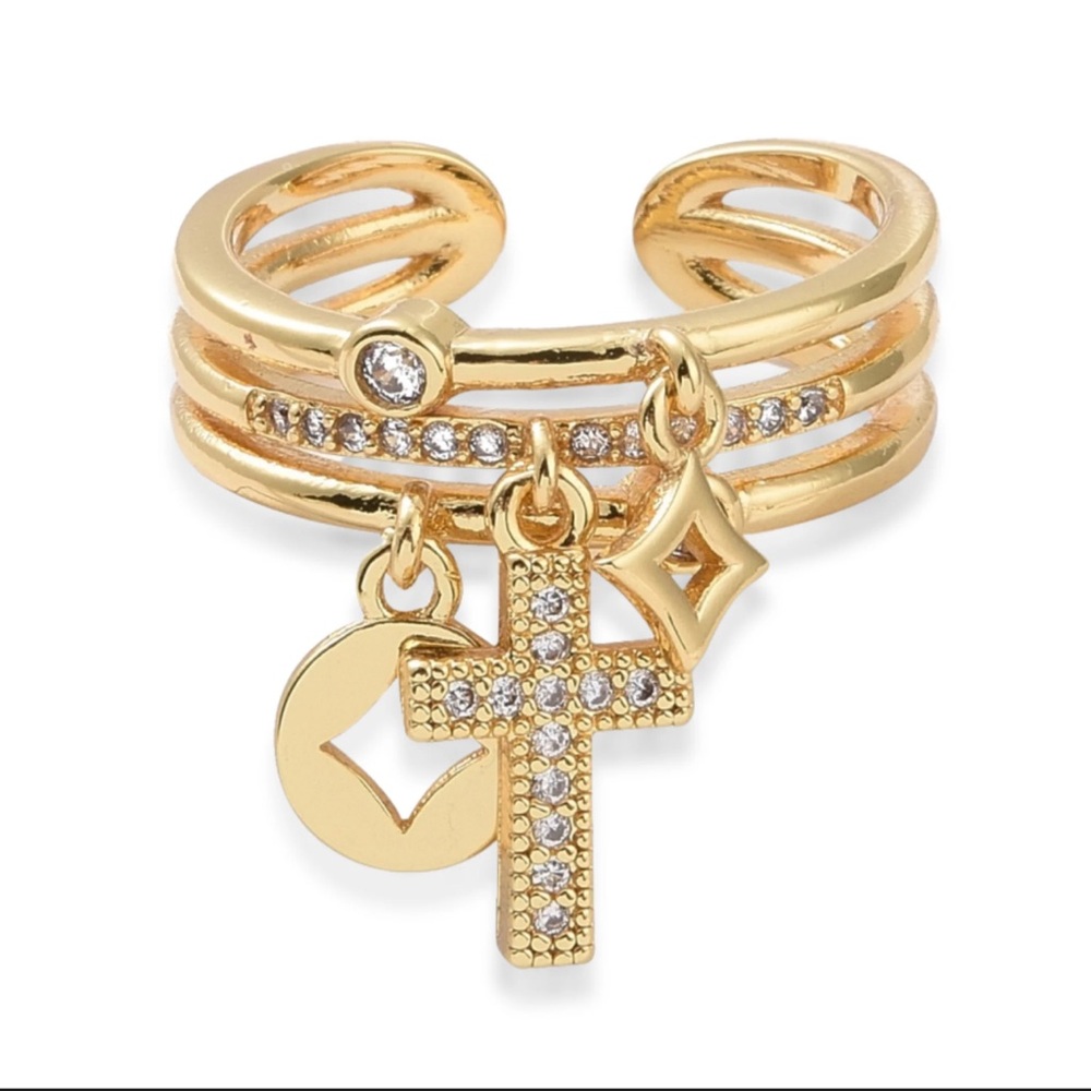 Gold Charm Cross Stackable Ring - Women Jewelry